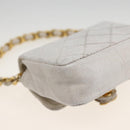 CHANEL Minimini Matelasse 7 Pouch Leather White Gold CC Auth LNZ849-16