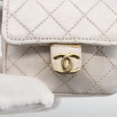 CHANEL Minimini Matelasse 7 Pouch Leather White Gold CC Auth LNZ849-10