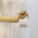 CHANEL Minimini Matelasse 7 Pouch Leather White Gold CC Auth LNZ849-19