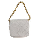 CHANEL Minimini Matelasse 7 Pouch Leather White Gold CC Auth LNZ849-2
