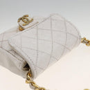 CHANEL Minimini Matelasse 7 Pouch Leather White Gold CC Auth LNZ849-6
