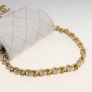 CHANEL Minimini Matelasse 7 Pouch Leather White Gold CC Auth LNZ849-7