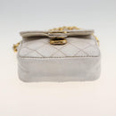 CHANEL Minimini Matelasse 7 Pouch Leather White Gold CC Auth LNZ849-5