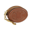 CELINE Triomphe Coin Purse Leather Brown Gold Auth LNZ851M-1