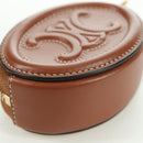 CELINE Triomphe Coin Purse Leather Brown Gold Auth LNZ851M-10