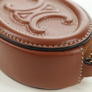 CELINE Triomphe Coin Purse Leather Brown Gold Auth LNZ851M-11