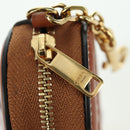 CELINE Triomphe Coin Purse Leather Brown Gold Auth LNZ851M-13