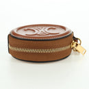 CELINE Triomphe Coin Purse Leather Brown Gold Auth LNZ851M-6