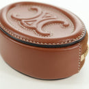CELINE Triomphe Coin Purse Leather Brown Gold Auth LNZ851M-9