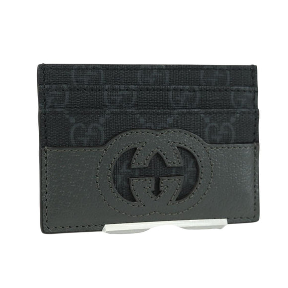 GUCCI GG Supreme Card Case PVC Black Auth LNZ857V