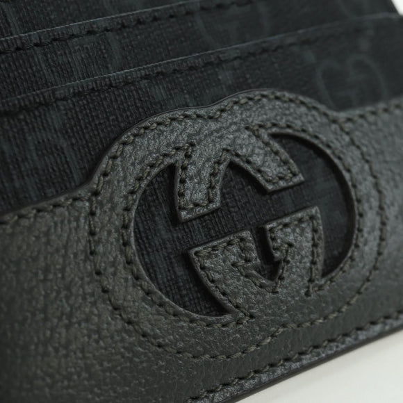 GUCCI GG Supreme Card Case PVC Black Auth LNZ857V