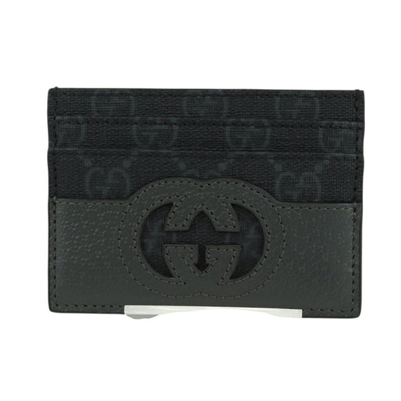 GUCCI GG Supreme Card Case PVC Black Auth LNZ857V