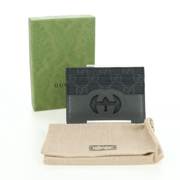 GUCCI GG Supreme Card Case PVC Black Auth LNZ857V