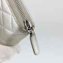 CHANEL Matelasse Long Wallet Lamb Skin Silver CC Auth LNZ865A-17