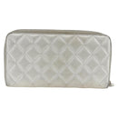 CHANEL Matelasse Long Wallet Lamb Skin Silver CC Auth LNZ865A-2