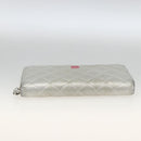 CHANEL Matelasse Long Wallet Lamb Skin Silver CC Auth LNZ865A-6