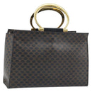 CELINE Macadam Canvas Hand Bag PVC Leather Black Gold Auth LNZ872A-1