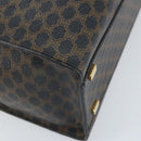 CELINE Macadam Canvas Hand Bag PVC Leather Black Gold Auth LNZ872A-16