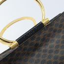 CELINE Macadam Canvas Hand Bag PVC Leather Black Gold Auth LNZ872A-10