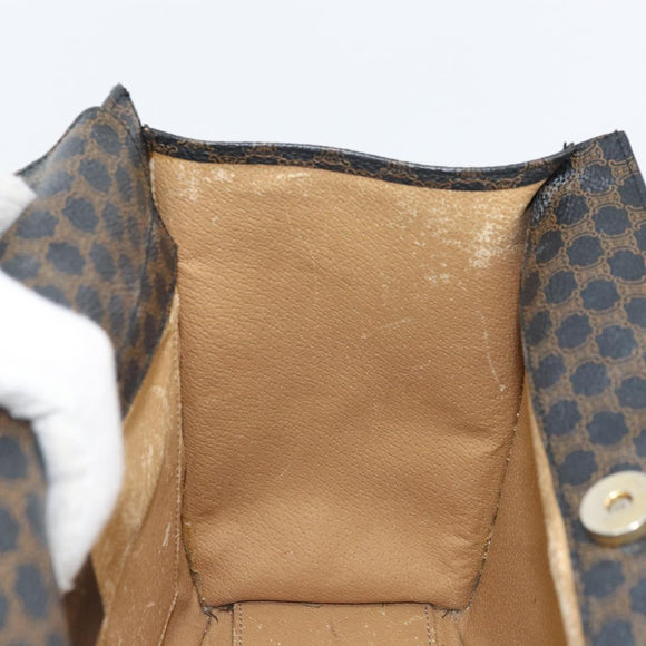 CELINE Macadam Canvas Hand Bag PVC Leather Black Gold Auth LNZ872A