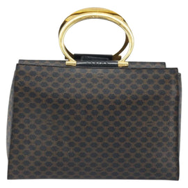 CELINE Macadam Canvas Hand Bag PVC Leather Black Gold Auth LNZ872A - 0