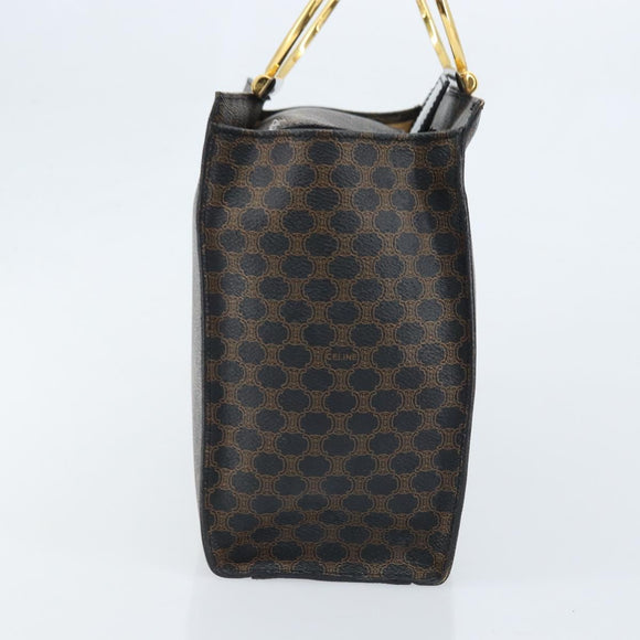 CELINE Macadam Canvas Hand Bag PVC Leather Black Gold Auth LNZ872A