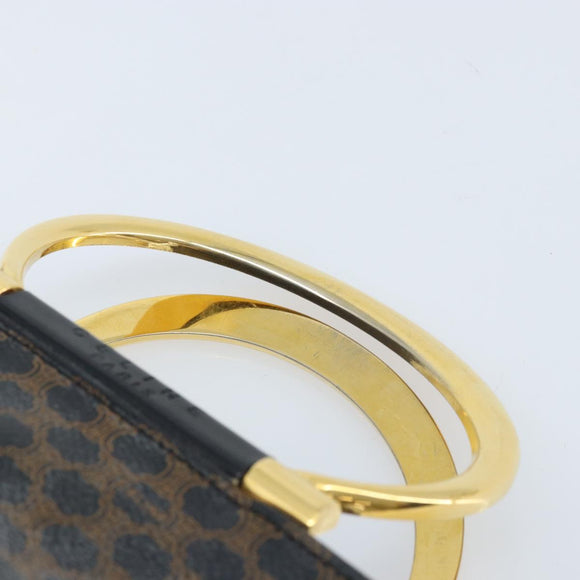 CELINE Macadam Canvas Hand Bag PVC Leather Black Gold Auth LNZ872A