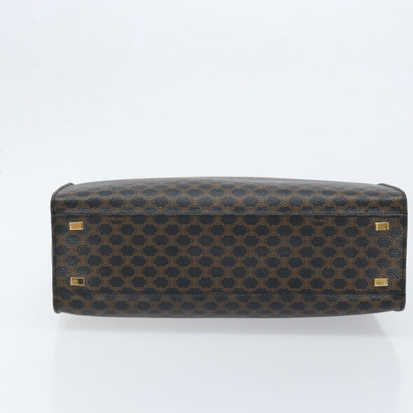 CELINE Macadam Canvas Hand Bag PVC Leather Black Gold Auth LNZ872A