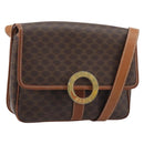CELINE Macadam Canvas Shoulder Bag PVC Leather Brown Gold Auth LNZ873A-1