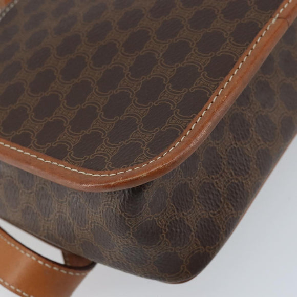 CELINE Macadam Canvas Shoulder Bag PVC Leather Brown Gold Auth LNZ873A