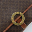 CELINE Macadam Canvas Shoulder Bag PVC Leather Brown Gold Auth LNZ873A-14