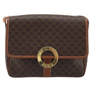 CELINE Macadam Canvas Shoulder Bag PVC Leather Brown Gold Auth LNZ873A-2
