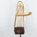 CELINE Macadam Canvas Shoulder Bag PVC Leather Brown Gold Auth LNZ873A-23