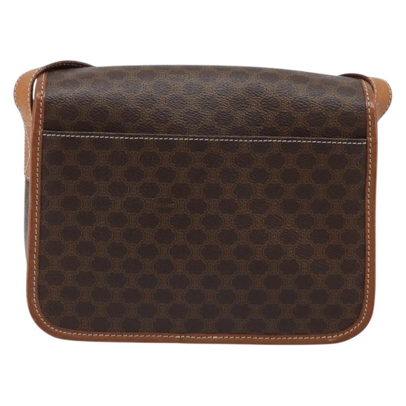 CELINE Macadam Canvas Shoulder Bag PVC Leather Brown Gold Auth LNZ873A