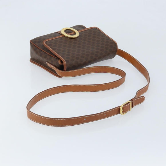 CELINE Macadam Canvas Shoulder Bag PVC Leather Brown Gold Auth LNZ873A