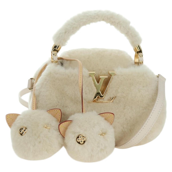 LOUIS VUITTON LV SKI Cozygram Capucines MINI Bag Wool Beige M26324 Auth LNZ969SM