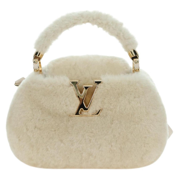 LOUIS VUITTON LV SKI Cozygram Capucines MINI Bag Wool Beige M26324 Auth LNZ969SM
