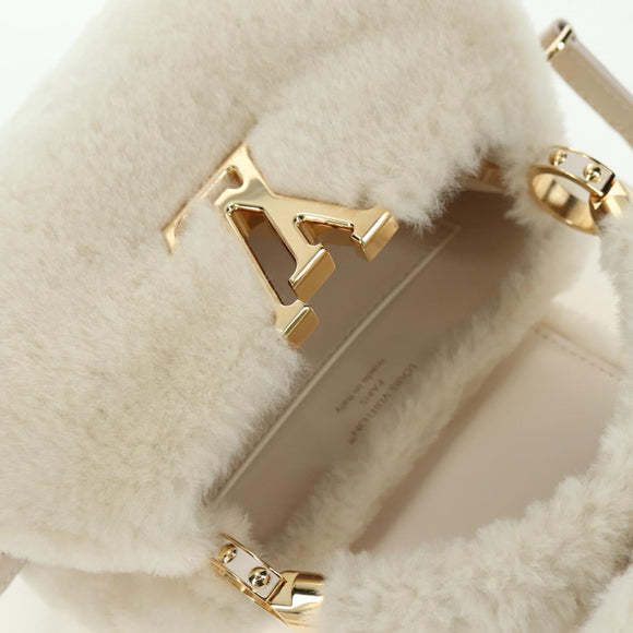 LOUIS VUITTON LV SKI Cozygram Capucines MINI Bag Wool Beige M26324 Auth LNZ969SM