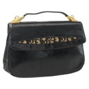 Christian Dior Trotter Canvas Hand Bag Leather Black Gold Auth LNZ970-1