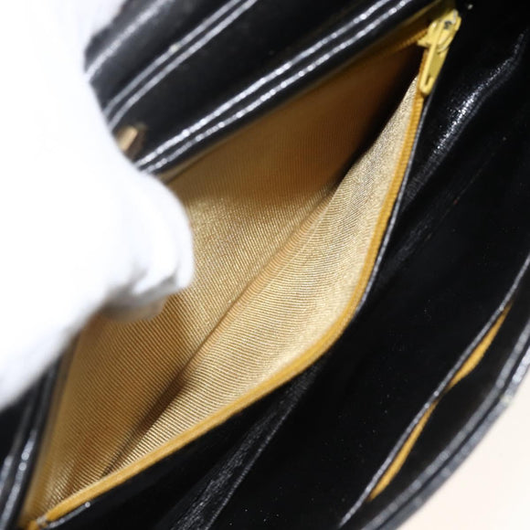 Christian Dior Trotter Canvas Hand Bag Leather Black Gold Auth LNZ970