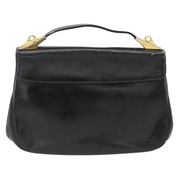Christian Dior Trotter Canvas Hand Bag Leather Black Gold Auth LNZ970