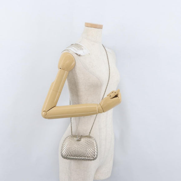 BALLY Chain Shoulder Bag metal Champagne Gold Auth LNZ971