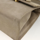 Salvatore Ferragamo Vala Hand Bag Suede 2way Beige Gold Auth LNZ972-10