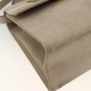 Salvatore Ferragamo Vala Hand Bag Suede 2way Beige Gold Auth LNZ972-15