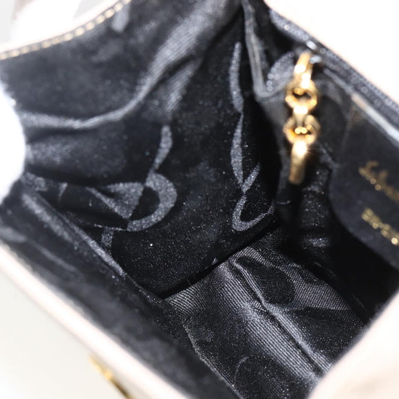 Salvatore Ferragamo Vala Hand Bag Suede 2way Beige Gold Auth LNZ972