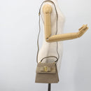 Salvatore Ferragamo Vala Hand Bag Suede 2way Beige Gold Auth LNZ972-22
