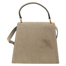Salvatore Ferragamo Vala Hand Bag Suede 2way Beige Gold Auth LNZ972-2