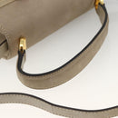 Salvatore Ferragamo Vala Hand Bag Suede 2way Beige Gold Auth LNZ972-7