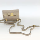 Salvatore Ferragamo Vala Hand Bag Suede 2way Beige Gold Auth LNZ972-8