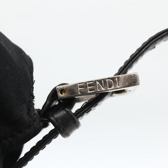 FENDI Mamma Baguette Schoudertas Nylon Zwart Zilver Auth LNZ973